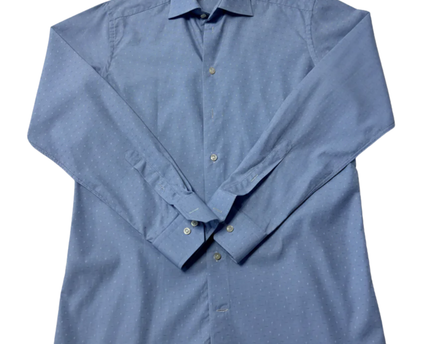 ETON Blue Contemporary Fit Micro-Patterned Cotton Dress Shirt