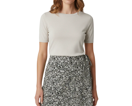 New Look Black and White Floral Wrap Mini Skirt