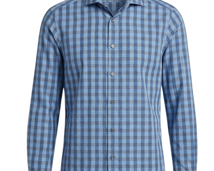 Calvin Klein Blue Slim Fit Performance Non-Iron Gingham Check Shirt