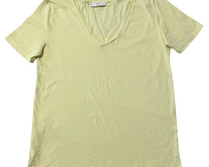 MNG Pastel Yellow V-Neck Short Sleeve T-Shirt