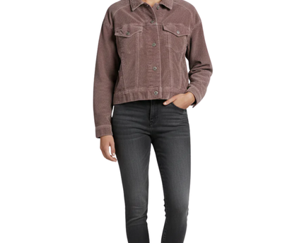 American Eagle Mauve Corduroy Cropped Trucker Jacket