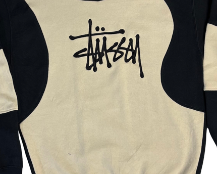 Stussy Black/Beige Colorblock Embroidered Sweatshirt