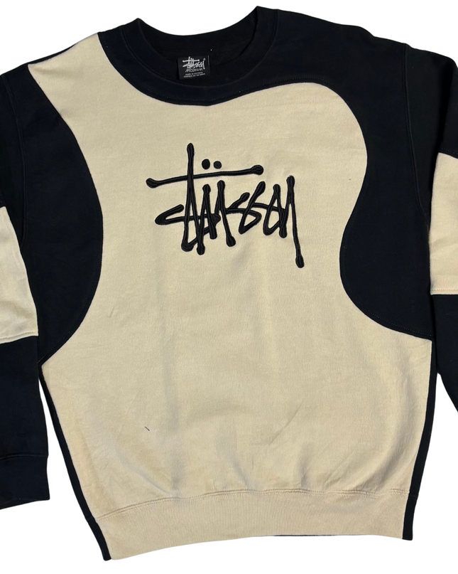Stussy Black/Beige Colorblock Embroidered Sweatshirt