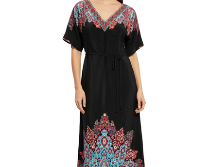 Monsoon Black Embroidered Boho Maxi Dress W/TAG