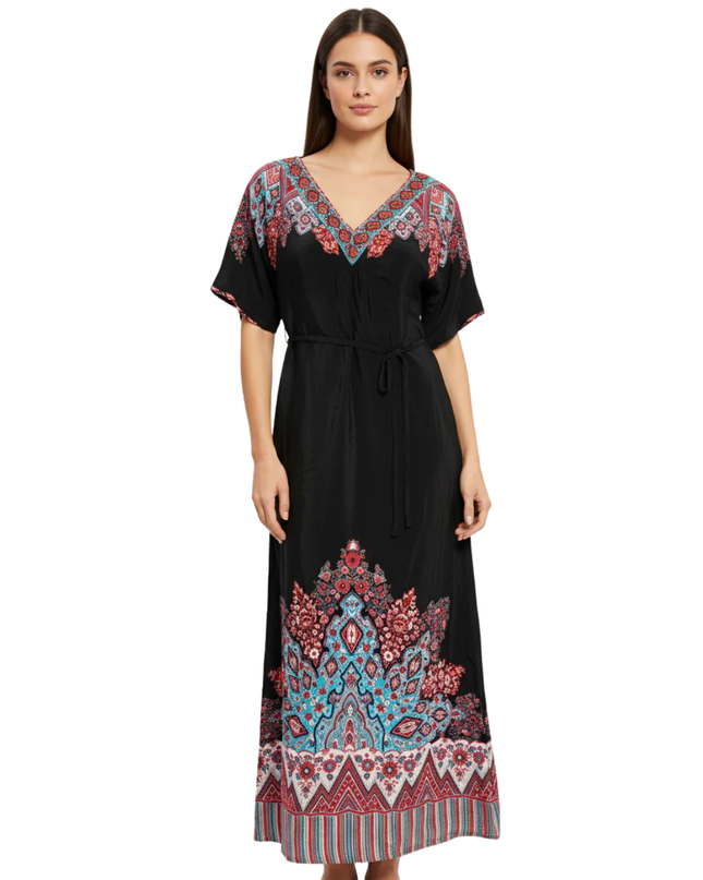 Monsoon Black Embroidered Boho Maxi Dress W/TAG
