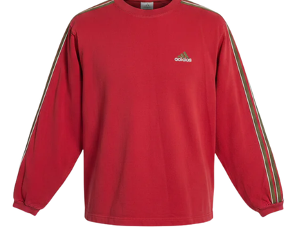 Adidas Red Logo Striped Long Sleeve T-Shirt