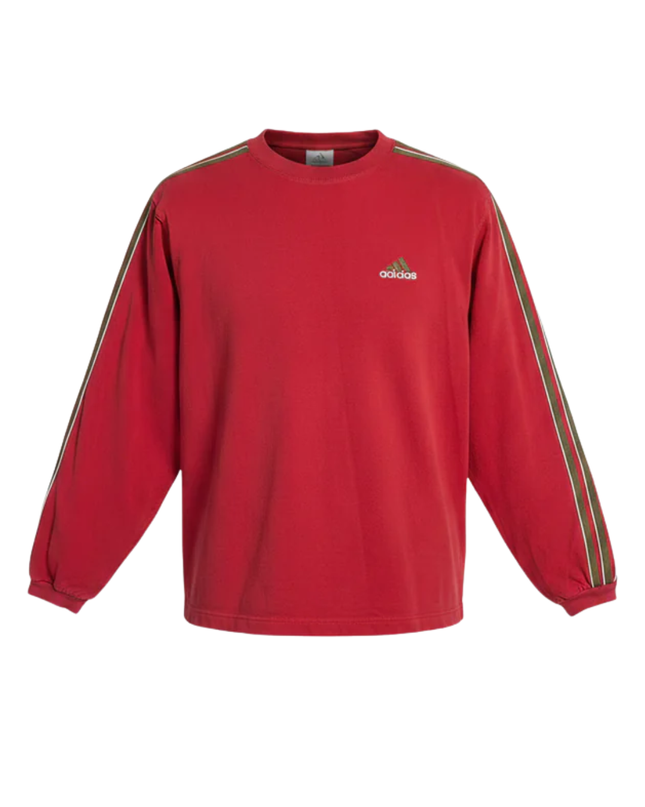 Adidas Red Logo Striped Long Sleeve T-Shirt
