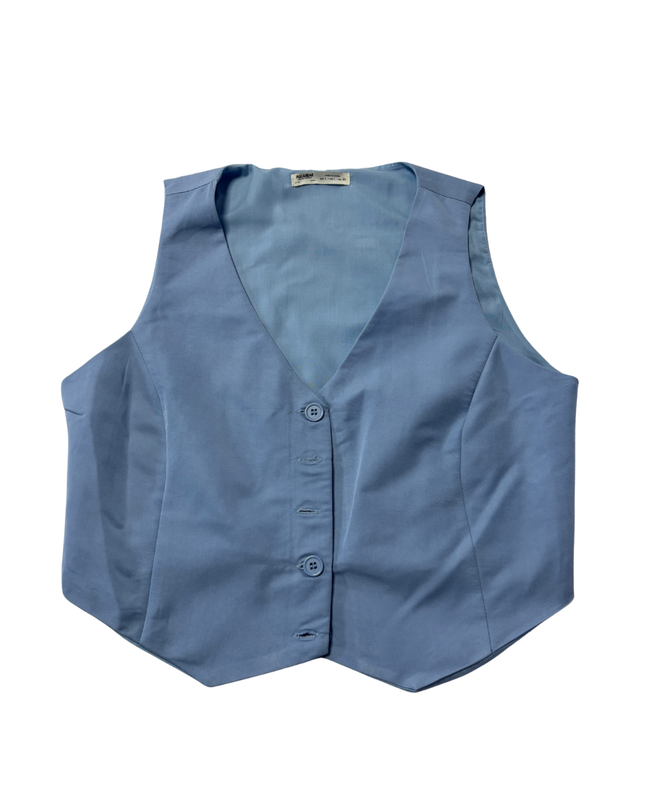 Pull & Bear Light Blue Tailored Button-Up Vest