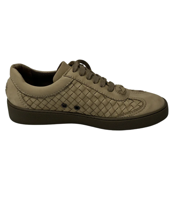 Bottega Veneta Beige Intrecciato Leather Sneakers