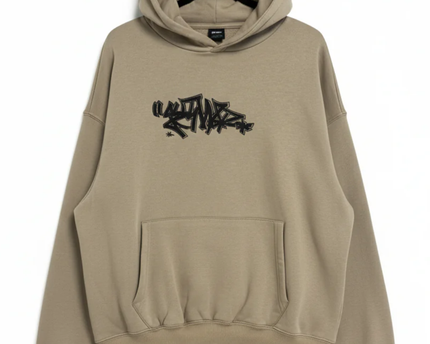 STWD Beige Oversized Graffiti Graphic Hoodie