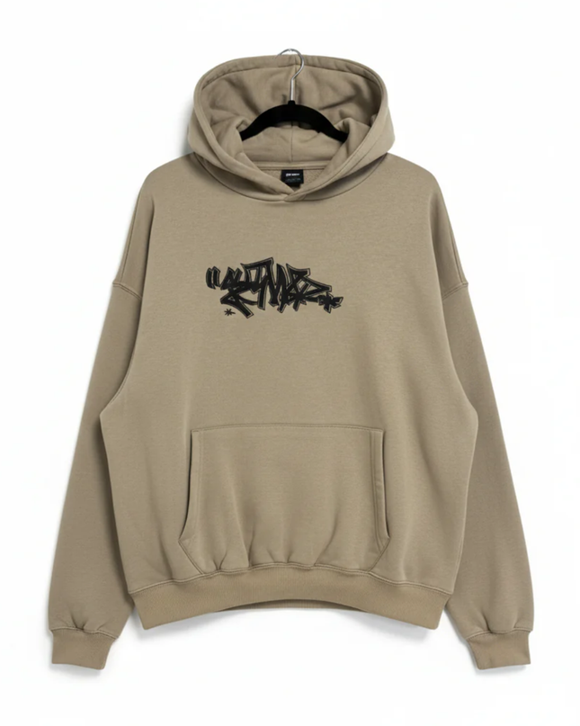 STWD Beige Oversized Graffiti Graphic Hoodie