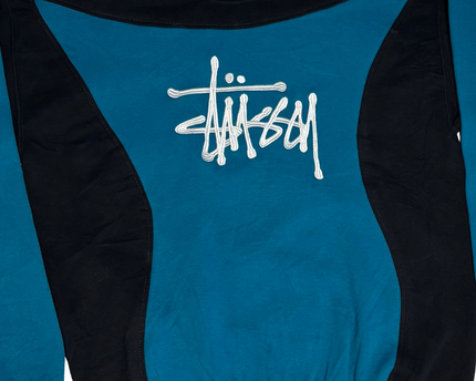 Stussy Black/Teal Paneled Logo Sweatshirt