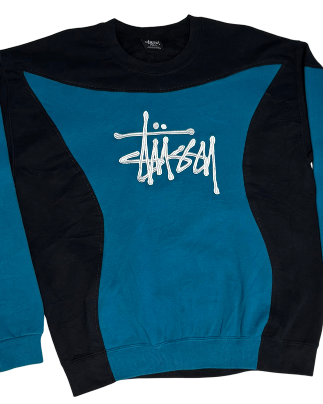 Stussy Black/Teal Paneled Logo Sweatshirt