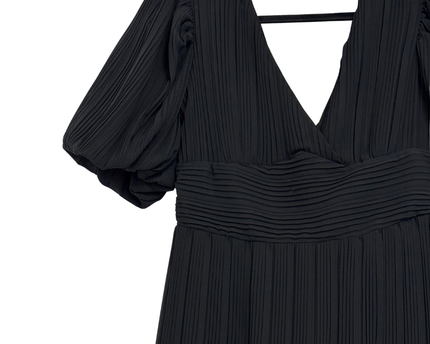 Archive Design Studio Black Pleated V-Neck Midi Dress