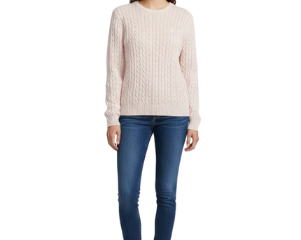 Lauren Ralph Lauren Pink Cable Knit Cotton Sweater