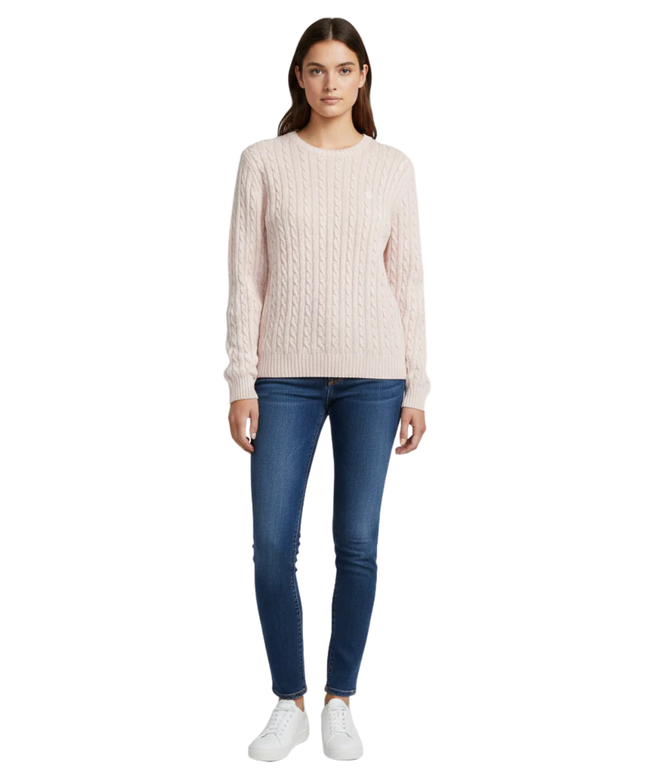 Lauren Ralph Lauren Pink Cable Knit Cotton Sweater