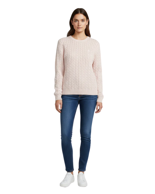 Lauren Ralph Lauren Pink Cable Knit Cotton Sweater