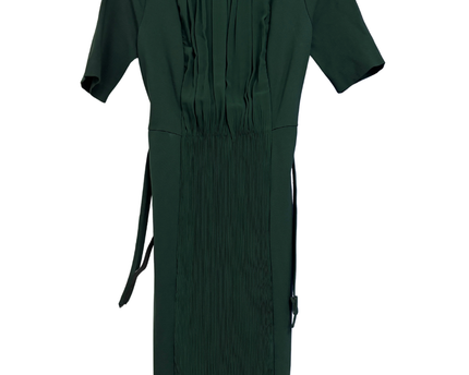 Betty Jackson. Black Green Pleated Midi Dress