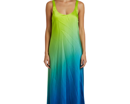 Lauren Ralph Lauren Green/Blue Ombre Satin Dress W/Tags