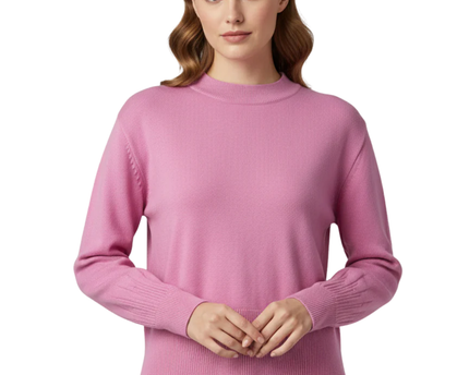 Y.A.S Pink Crew Neck Ribbed Hem Knit Sweater W/Tags