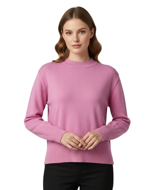 Y.A.S Pink Crew Neck Ribbed Hem Knit Sweater W/Tags