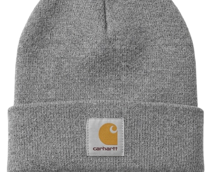 Carhartt Grey Knit Logo Patch Beanie