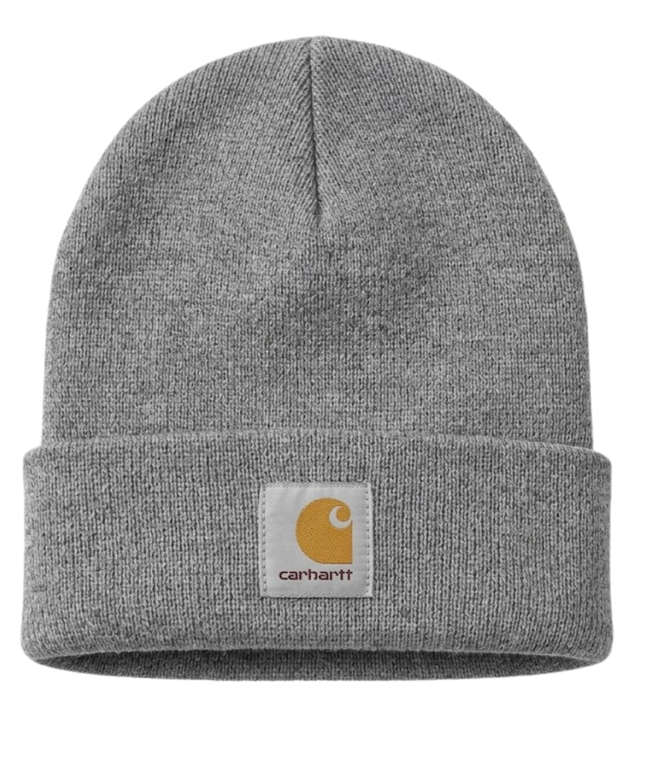 Carhartt Grey Knit Logo Patch Beanie
