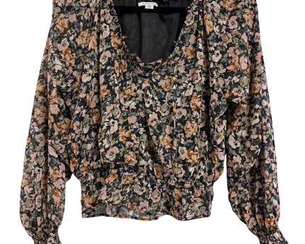 American Eagle Floral Smocked Long Sleeve Blouse