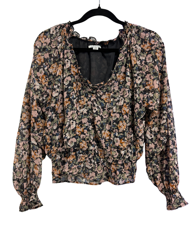 American Eagle Floral Smocked Long Sleeve Blouse