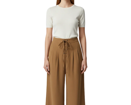 Miss Selfridge Brown Lace-Up Wide Leg Culotte Trousers