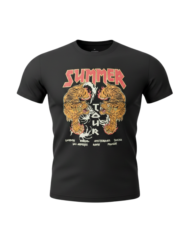 Summer Tour Tiger Black Graphic Tee
