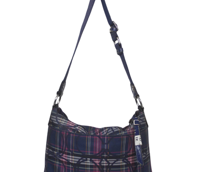 Coach Navy Blue Plaid Shoulder Bag