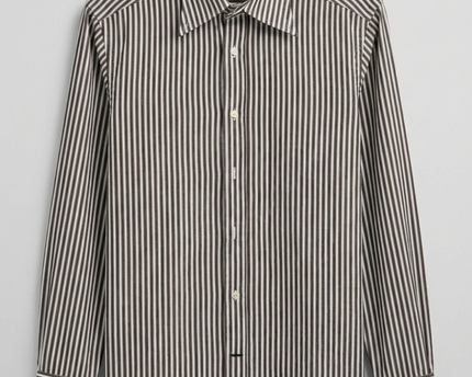 Massimo Dutti Brown & White Striped Long-Sleeve Button-Down Shirt