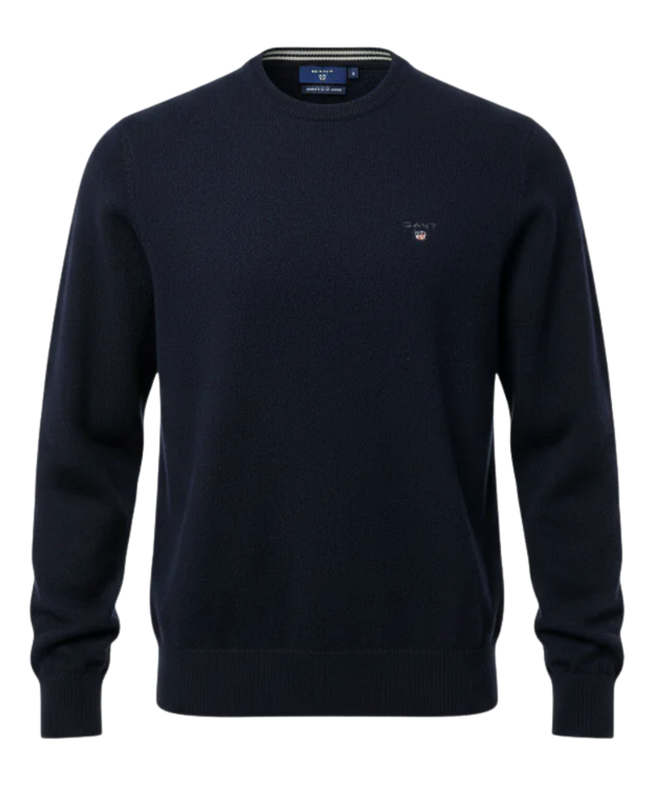 Gant Navy Blue Super Fine Lambswool Crewneck Sweater