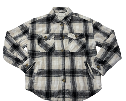Aeropostale Black and Beige Plaid Button-Down Jacket