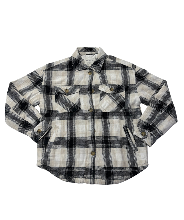 Aeropostale Black and Beige Plaid Button-Down Jacket