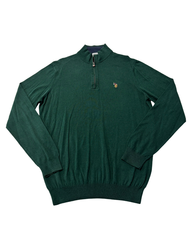 U.S. Polo Assn. Green Quarter-Zip Knit Sweater
