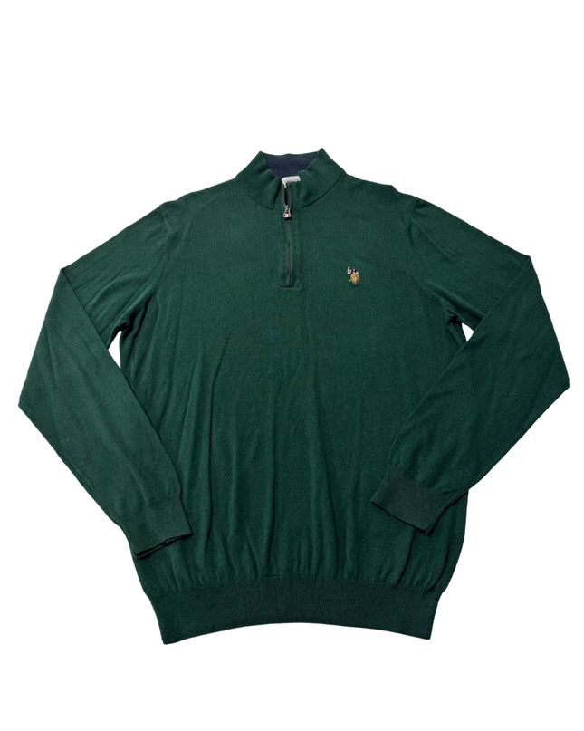 U.S. Polo Assn. Green Quarter-Zip Knit Sweater