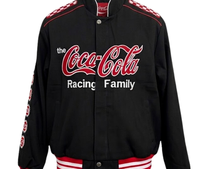 Reworked Black Coca-Cola Racing Family NASCAR Varsity Jacket