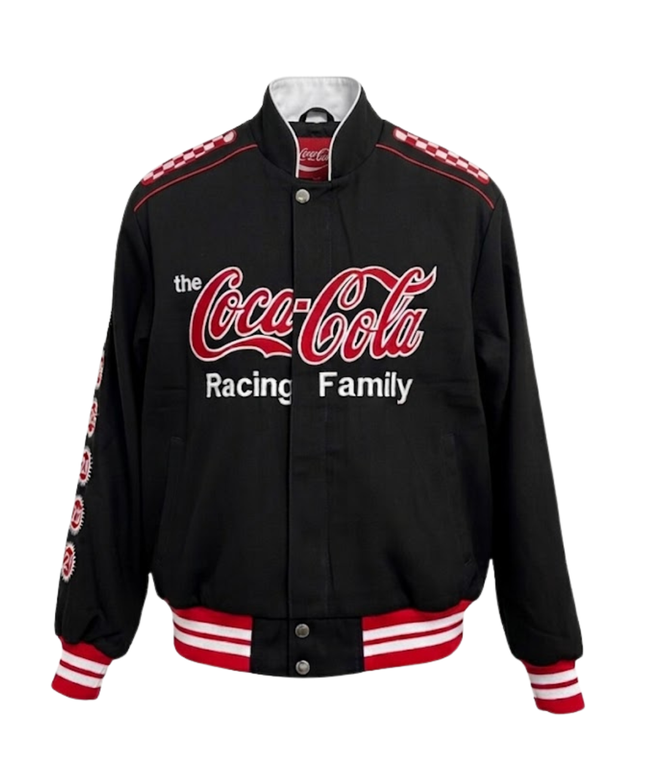 Reworked Black Coca-Cola Racing Family NASCAR Varsity Jacket