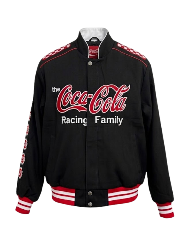 Reworked Black Coca-Cola Racing Family NASCAR Varsity Jacket