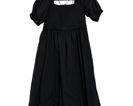 Cotton On Black Smocked Puff Sleeve Midi Dress