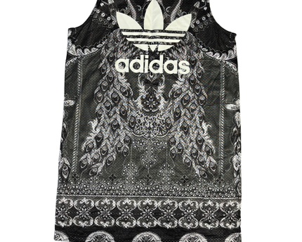Adidas Black/White Paisley Mesh Basketball Style Tank Top