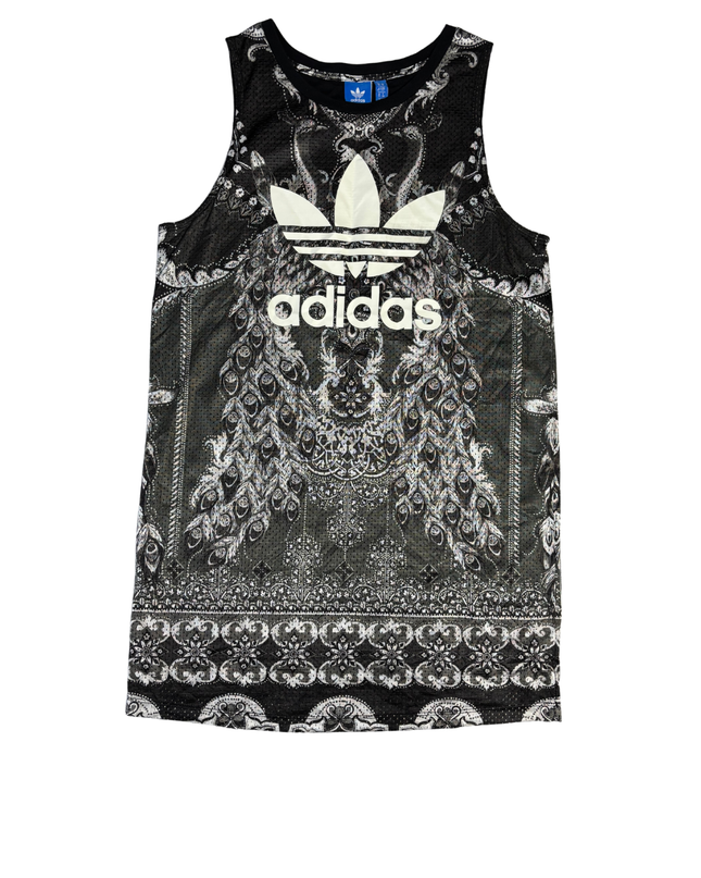 Adidas Black/White Paisley Mesh Basketball Style Tank Top