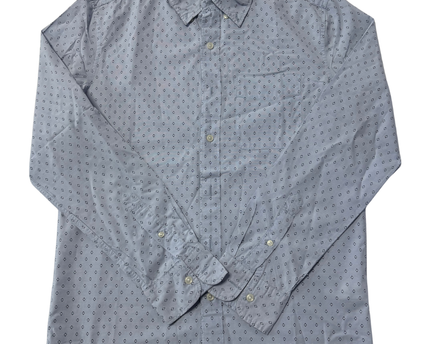 American Eagle Blue Geometric Print Cotton Button Down Shirt