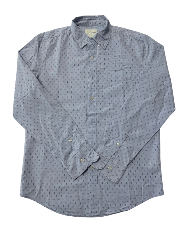 American Eagle Blue Geometric Print Cotton Button Down Shirt