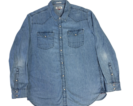 Tommy Hilfiger Denim Blue Western Style Long Sleeve Shirt