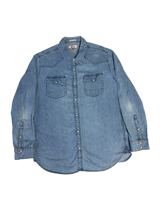Tommy Hilfiger Denim Blue Western Style Long Sleeve Shirt