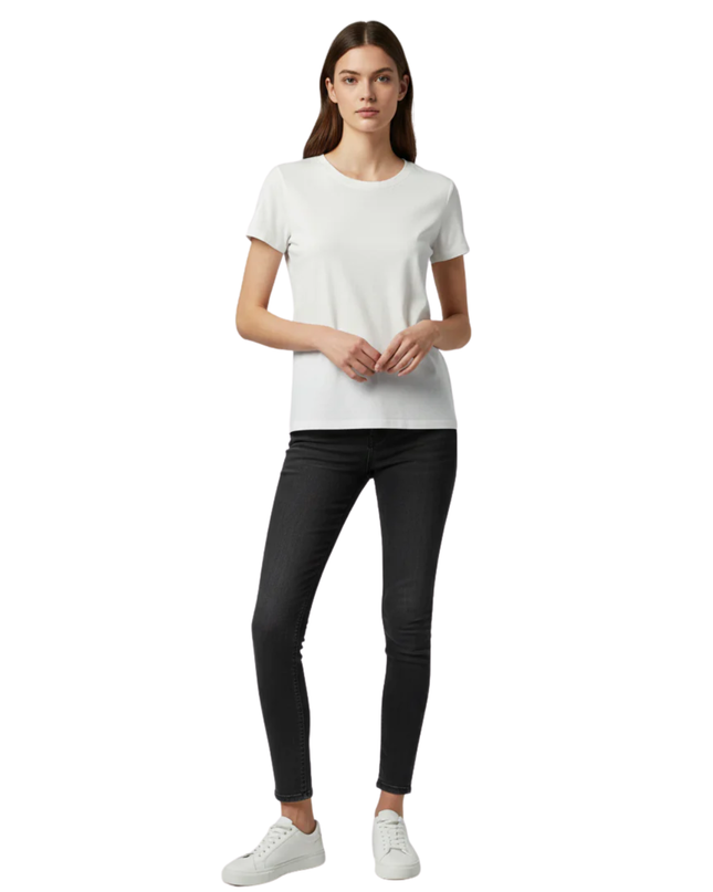 CROPP White Short Sleeve Crew Neck T-Shirt