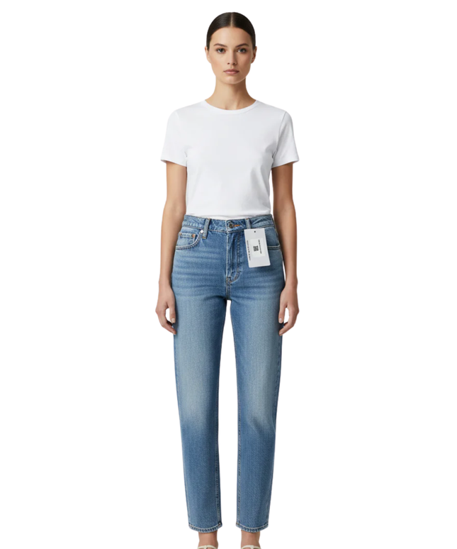 Bershka Blue High-Waisted Distressed Skinny Jeans